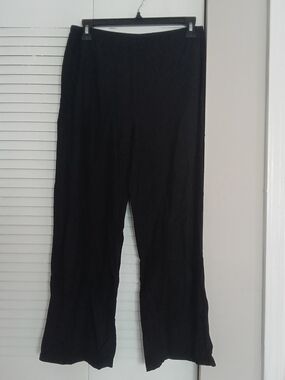 Eileen Fisher Black Wide-Leg Linen Blend Pants